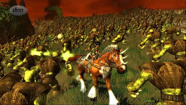 Kameo on horse, riding among troll fields
