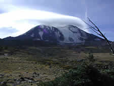 Mt. Adams with beautiful clouds at High Camp